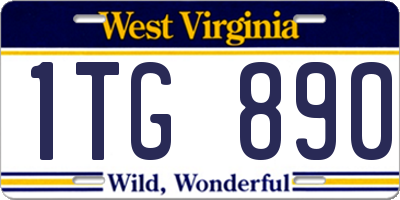 WV license plate 1TG890