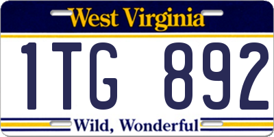 WV license plate 1TG892