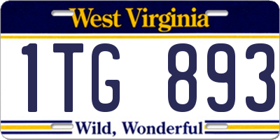 WV license plate 1TG893