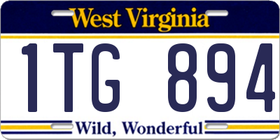 WV license plate 1TG894