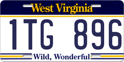 WV license plate 1TG896