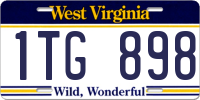 WV license plate 1TG898