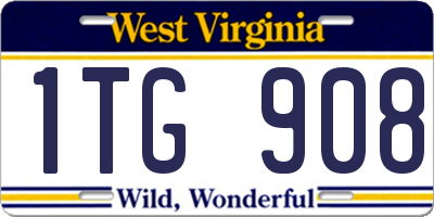 WV license plate 1TG908
