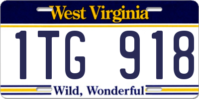 WV license plate 1TG918