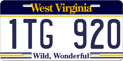 WV license plate 1TG920