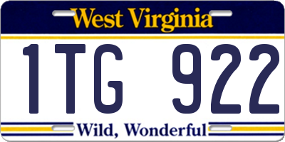 WV license plate 1TG922
