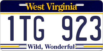 WV license plate 1TG923