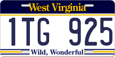 WV license plate 1TG925