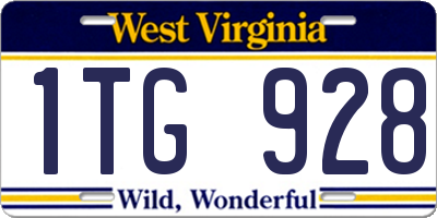 WV license plate 1TG928