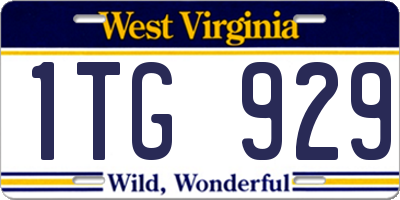 WV license plate 1TG929