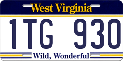 WV license plate 1TG930