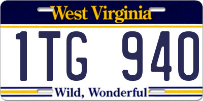 WV license plate 1TG940