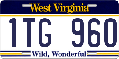 WV license plate 1TG960