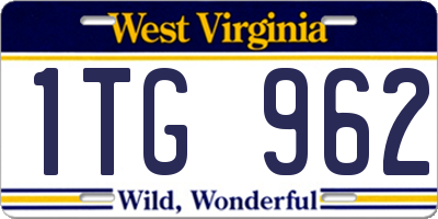 WV license plate 1TG962
