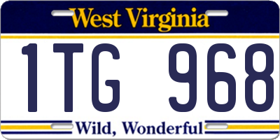 WV license plate 1TG968