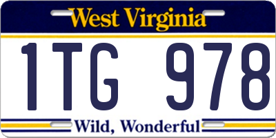 WV license plate 1TG978