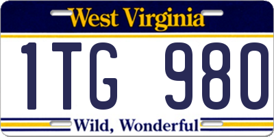 WV license plate 1TG980