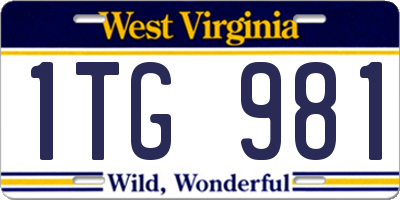 WV license plate 1TG981