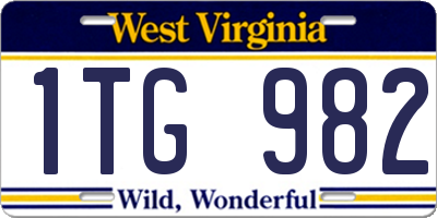 WV license plate 1TG982
