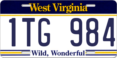 WV license plate 1TG984