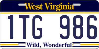 WV license plate 1TG986