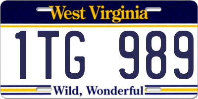 WV license plate 1TG989