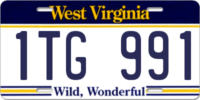 WV license plate 1TG991