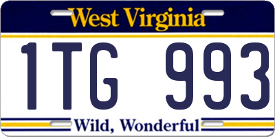 WV license plate 1TG993