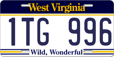 WV license plate 1TG996