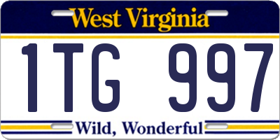 WV license plate 1TG997