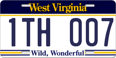 WV license plate 1TH007