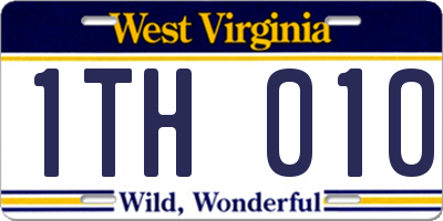 WV license plate 1TH010