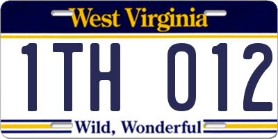 WV license plate 1TH012