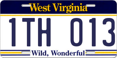 WV license plate 1TH013