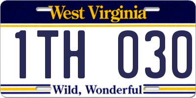WV license plate 1TH030