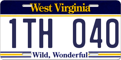 WV license plate 1TH040
