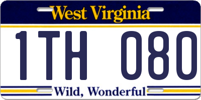 WV license plate 1TH080