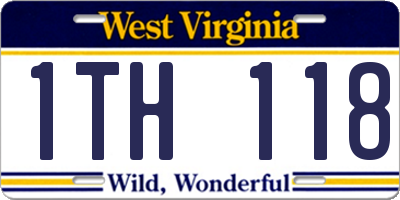 WV license plate 1TH118
