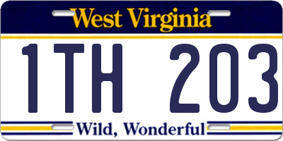 WV license plate 1TH203