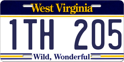 WV license plate 1TH205