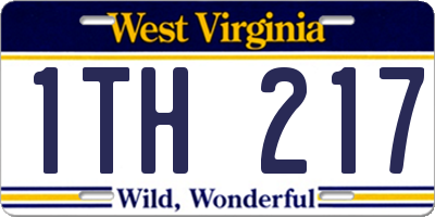 WV license plate 1TH217