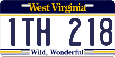 WV license plate 1TH218