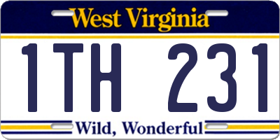 WV license plate 1TH231