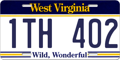 WV license plate 1TH402