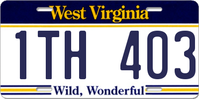 WV license plate 1TH403