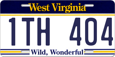 WV license plate 1TH404