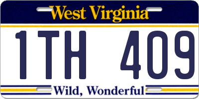 WV license plate 1TH409