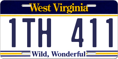 WV license plate 1TH411