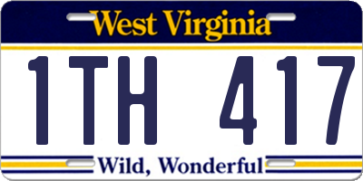 WV license plate 1TH417