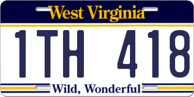 WV license plate 1TH418